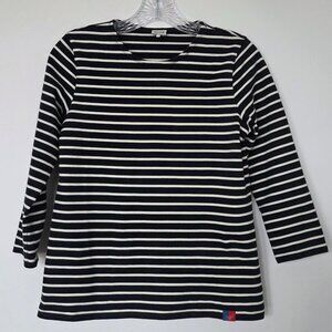 Kule Long Sleeve Boyfriend Striped Shirt Navy White Size Women Small-Resort Sale